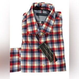 Tommy Hilfiger Men's Checkered Red and Blue Shirt